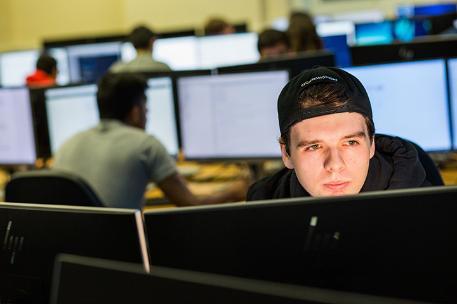 A student at a computer