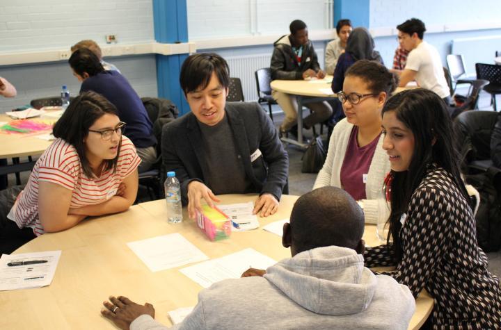 A group of students at a careers workshop