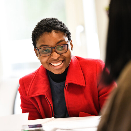 Smiling student.