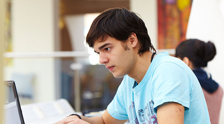 Student using a laptop