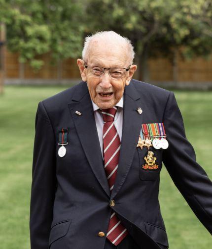 Captain Sir Tom Moore, the centenarian who inspired the nation by walking 100 laps of his garden to raise money for charity