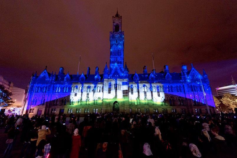 Bradford City Hall lit up