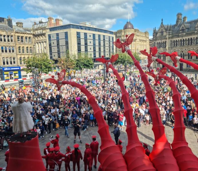 Les Girafes event in Bradford city centre