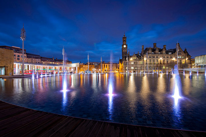 City Park in Bradford photographed at night